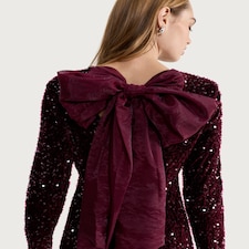 F&F Sequin Embellished Long Sleeved Dress in Burgundy thumbnail 2
