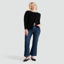 The F&F Edit Ponte Embellished Collar Buttoned Top in Black