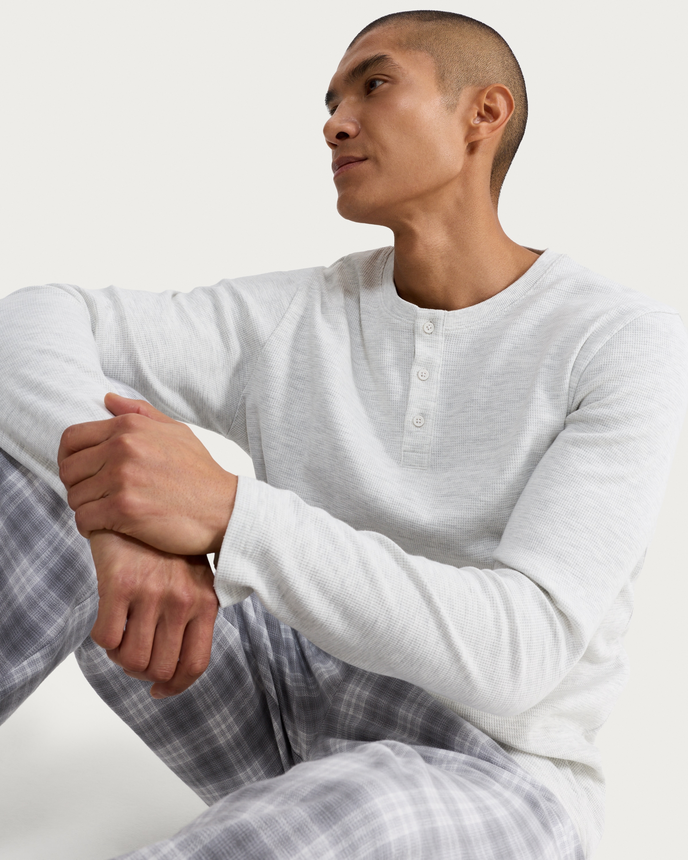 F&F Cotton Rich Henley Checked Pyjamas Set in Multi