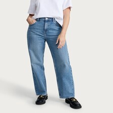 The F&F Edit High Rise Straight Leg Jeans in Blue thumbnail 3