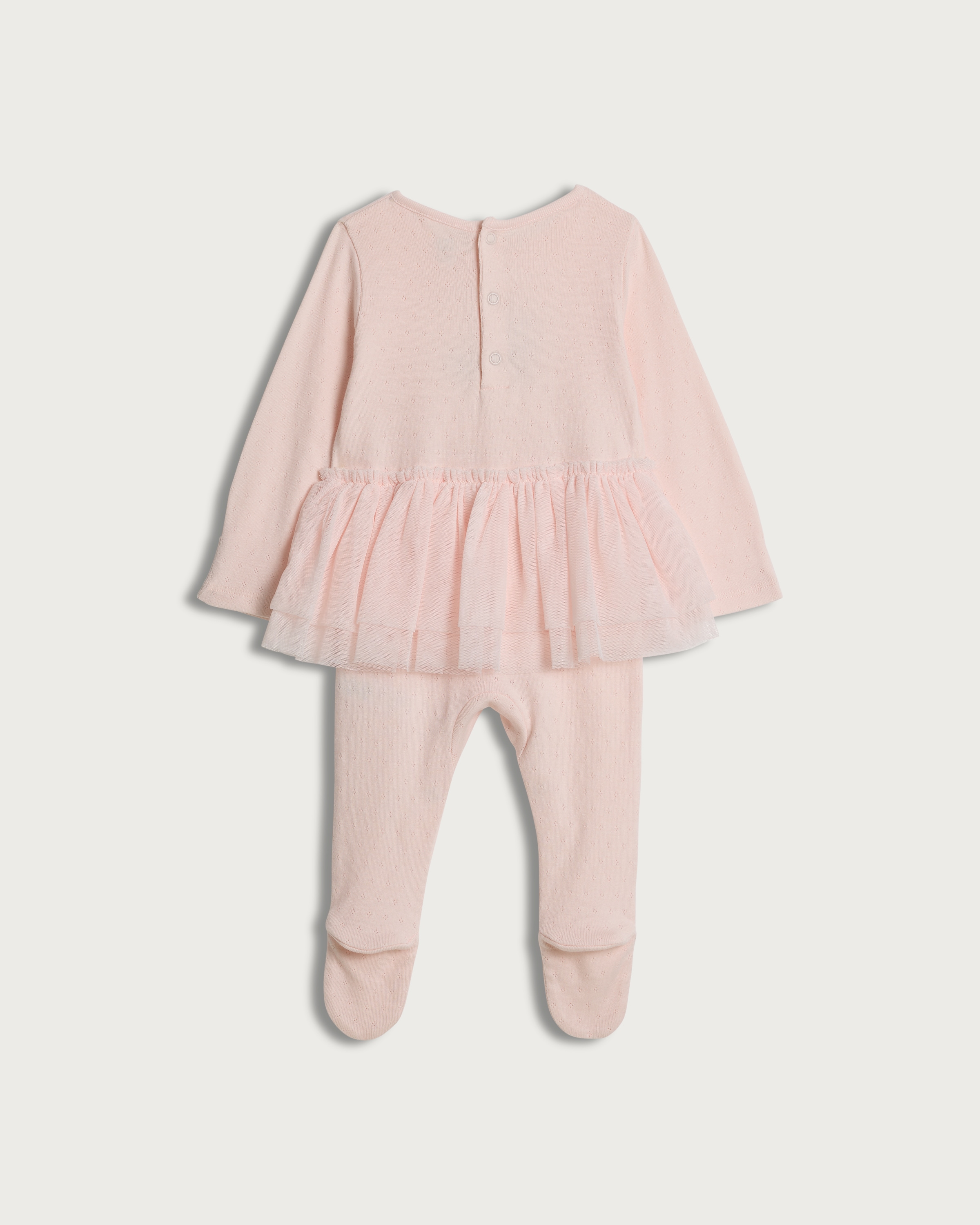 F&F Baby Bunny Embroidered Tulle Sleepsuit in Pink thumbnail 2