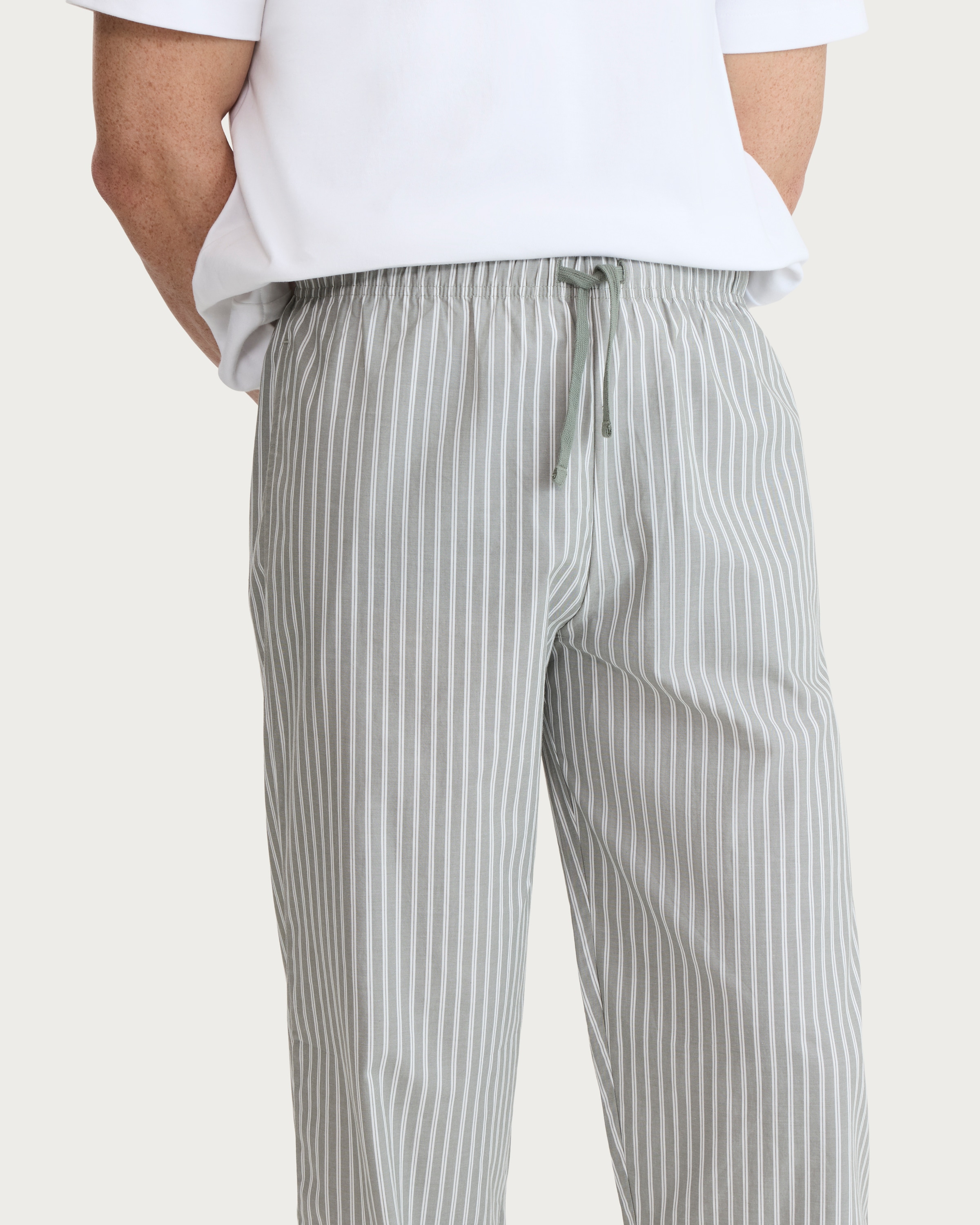 F&F Pure Cotton Stripe Print Pyjama Bottoms in Khaki thumbnail 2