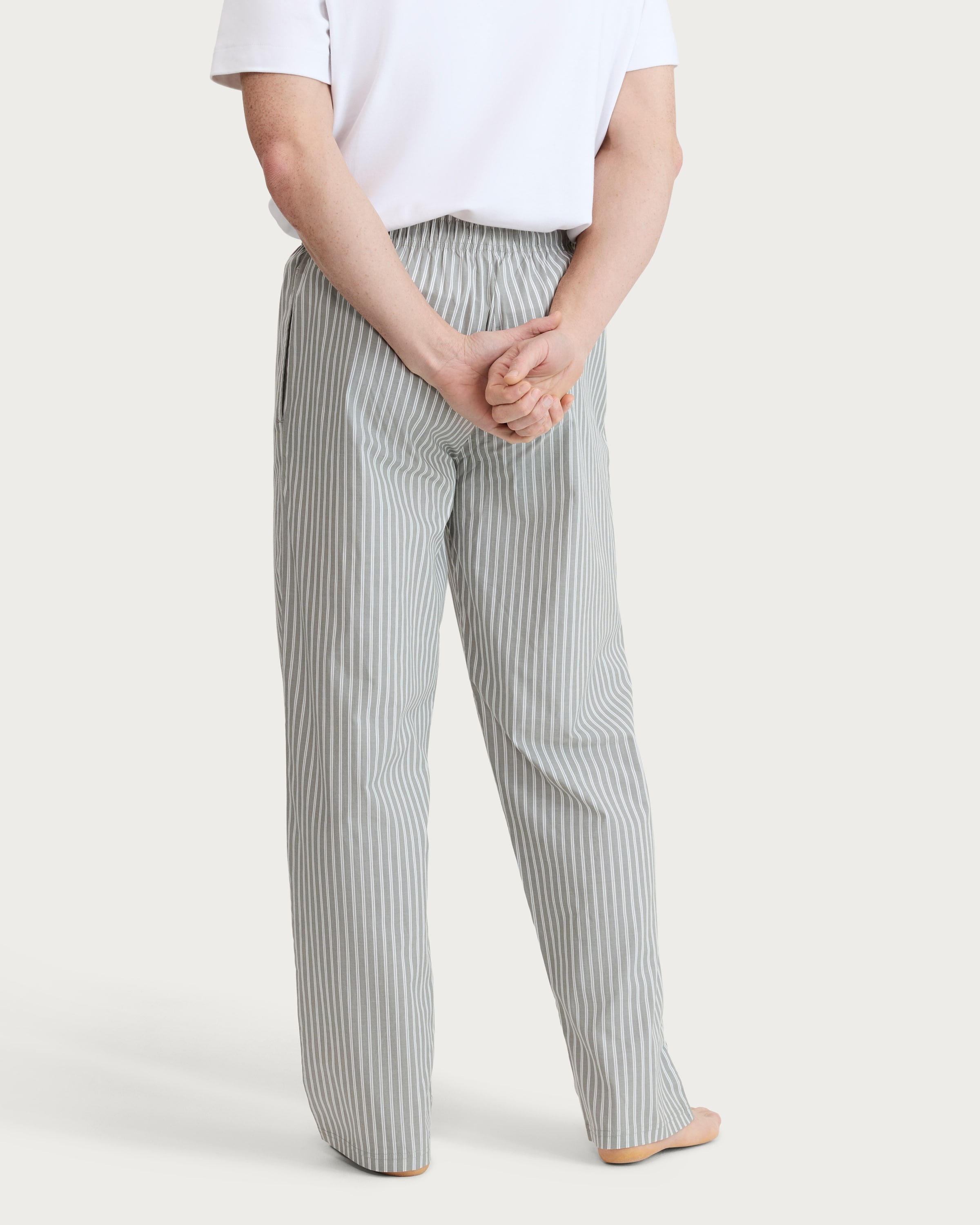 F&F Pure Cotton Stripe Print Pyjama Bottoms in Khaki thumbnail 3