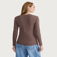 F&F Cotton Rich Crew Neck Long Sleeved Top in Neutral thumbnail 3