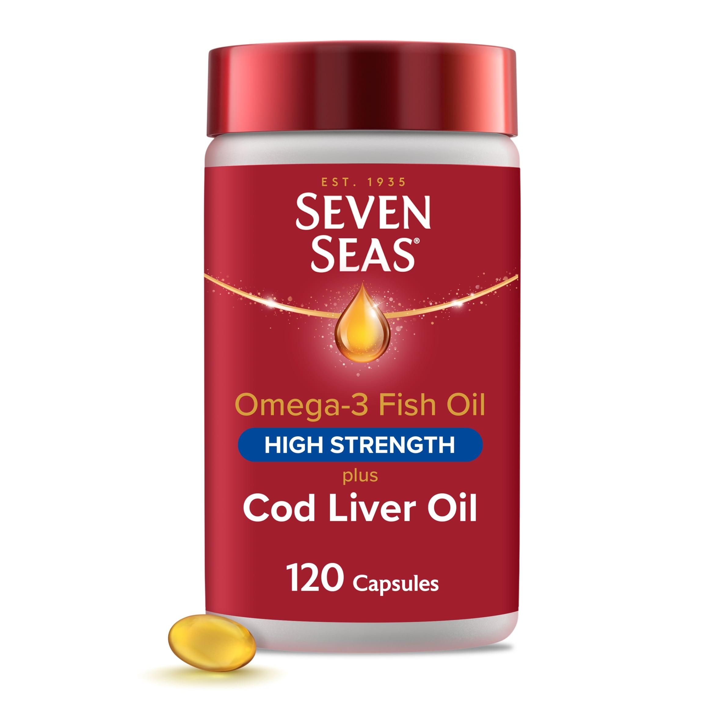 Seven Seas Omega-3 Fish Oil High Strength plus Code Liver Oil With Vitamin D 120 Capsules 