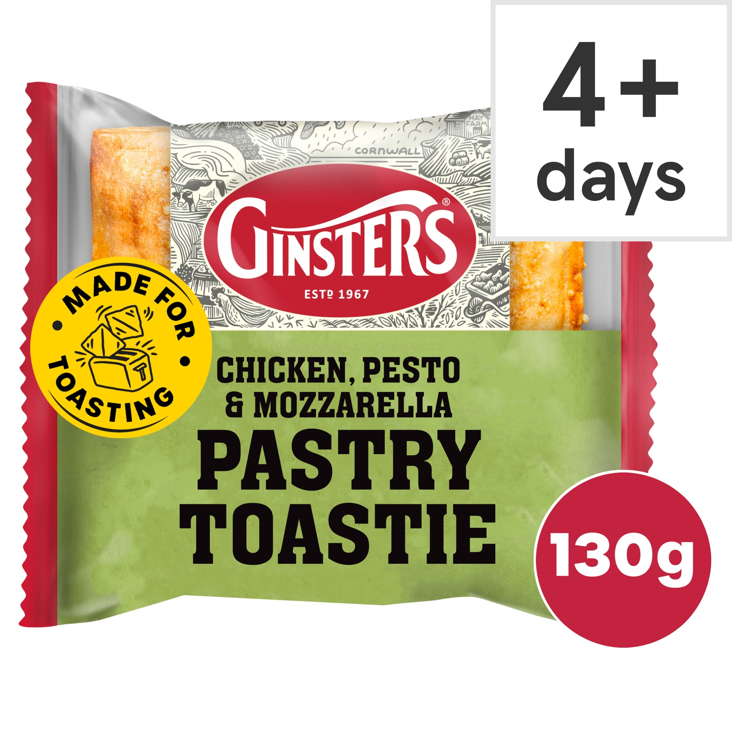 Ginsters Chicken Pesto Mozzarella Pastry Toastie 130g