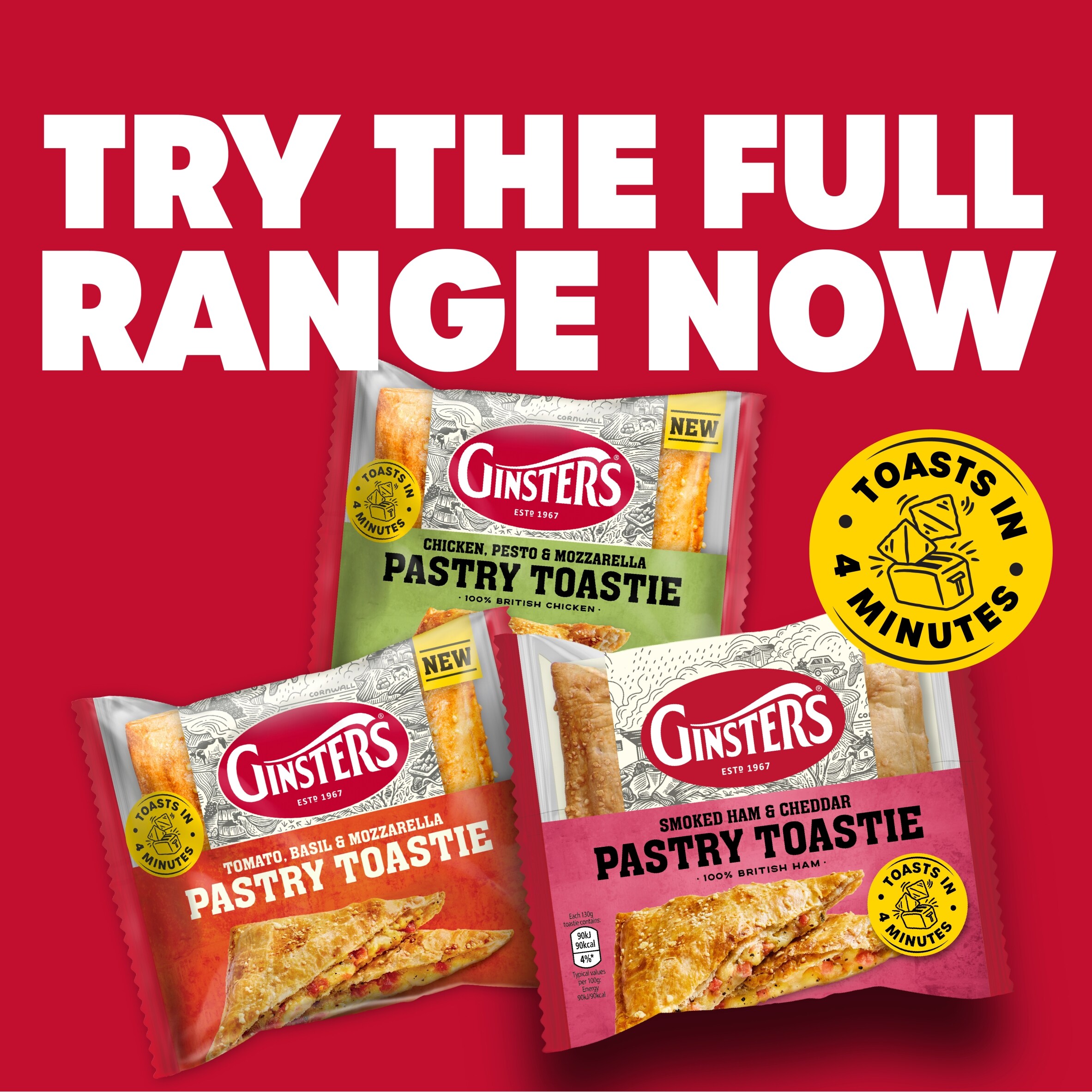 Ginsters Chicken Pesto Mozzarella Pastry Toastie 130g thumbnail 4