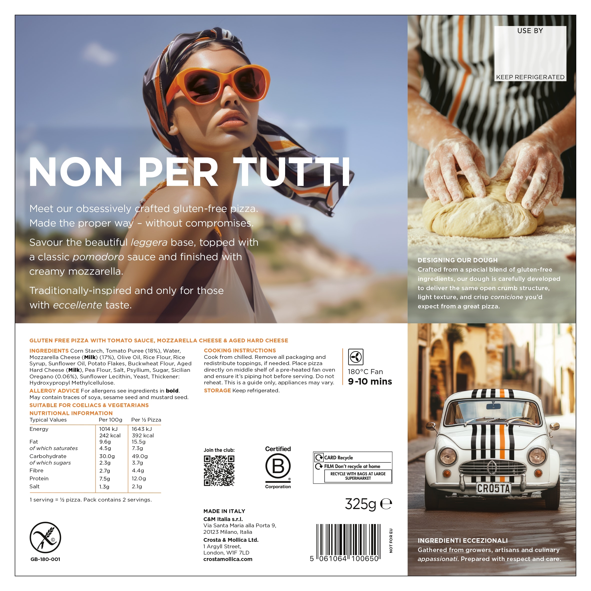 Crosta Mollica Gluten Free Margherita Pizza 325g thumbnail 3