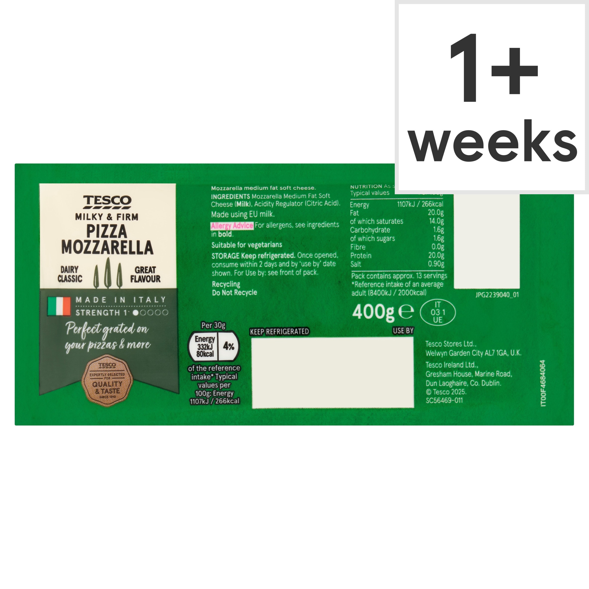 Tesco Mozzarella for Pizza 400g