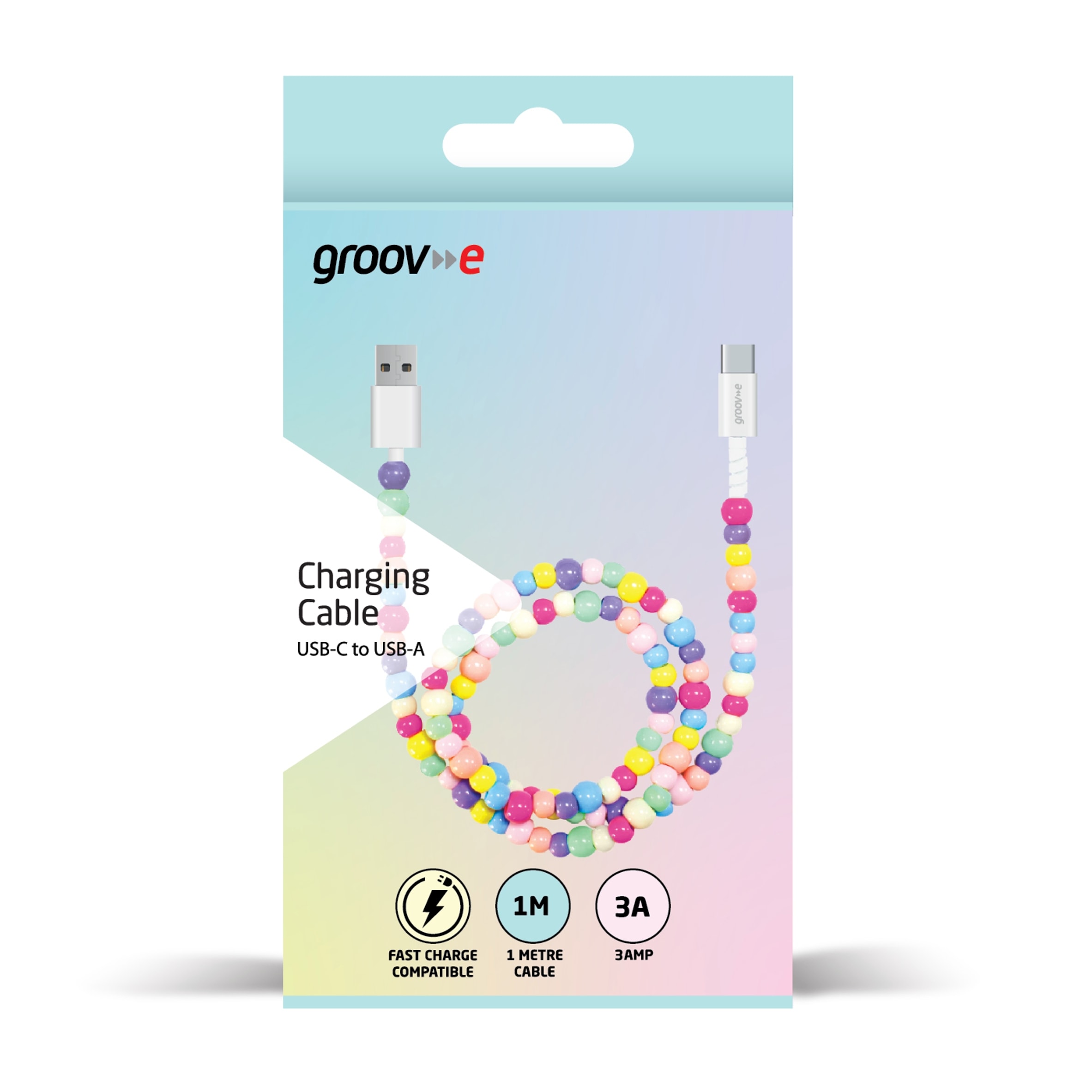 GROOVE CHARGING CABLE 1M USB-C to USB-A BEADED