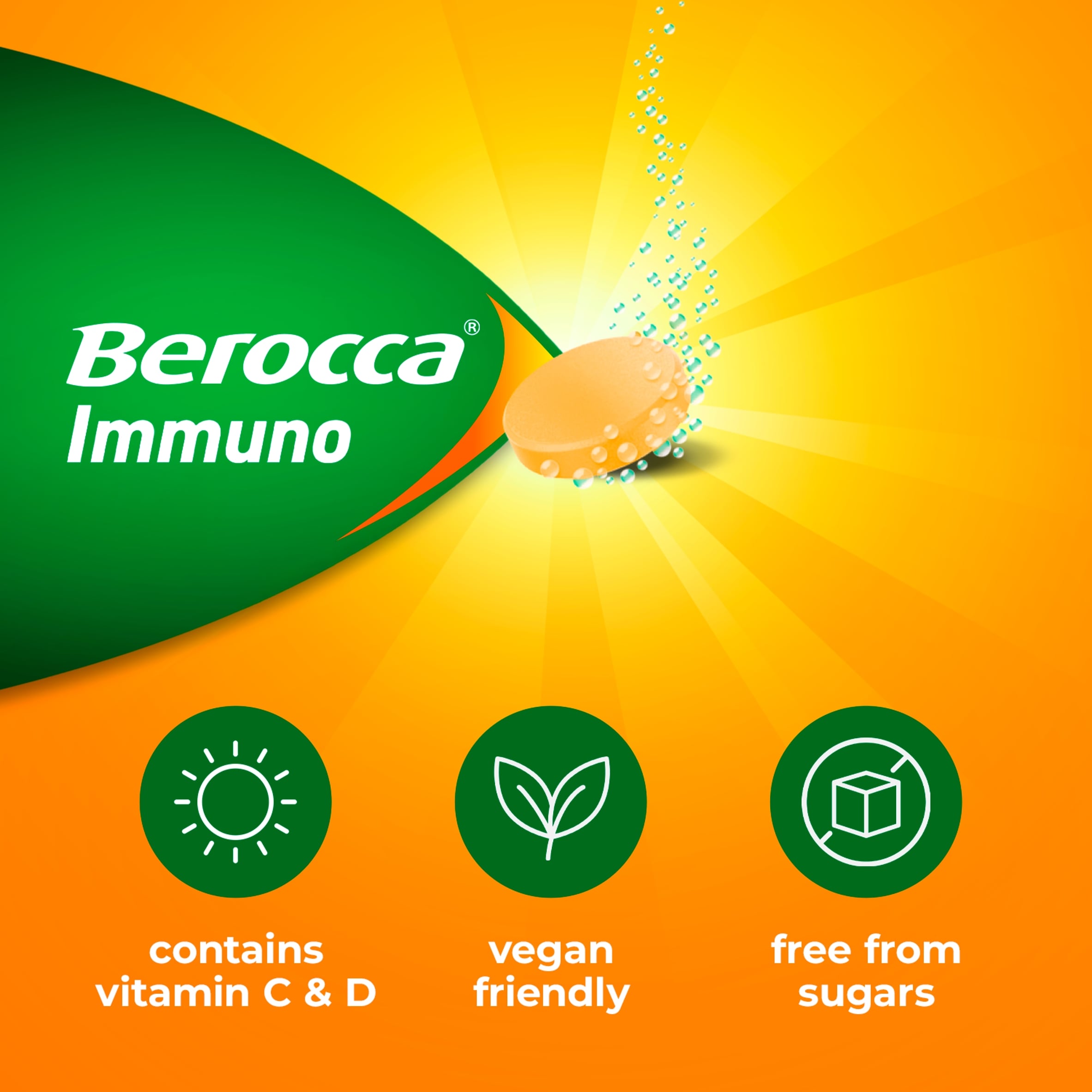 Berocca Immuno Orange Flavour Sugar Free 30 Effervescent Tablets thumbnail 5
