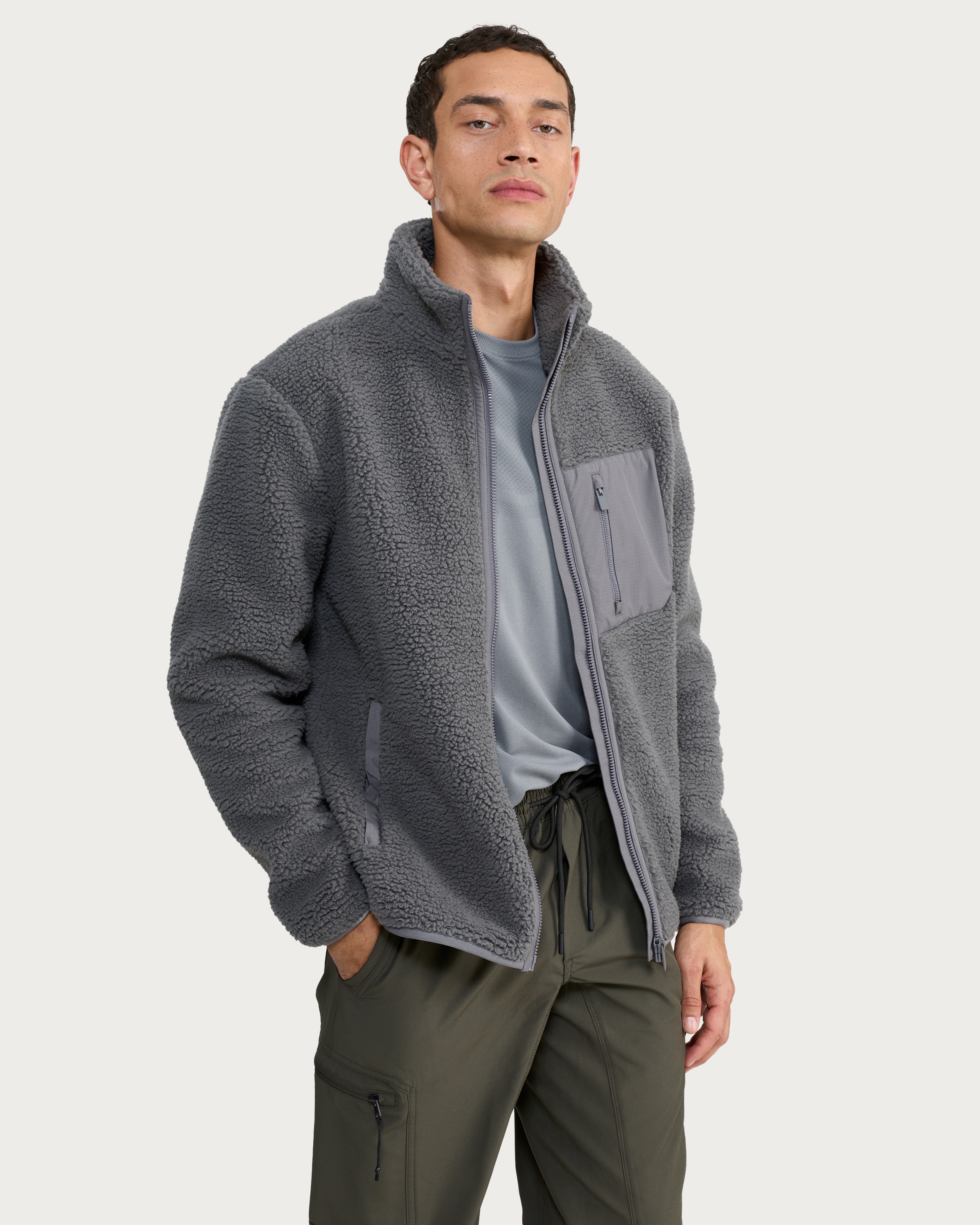 F&F Active TECHSPORT Fleece Zip Up Jacket in Grey