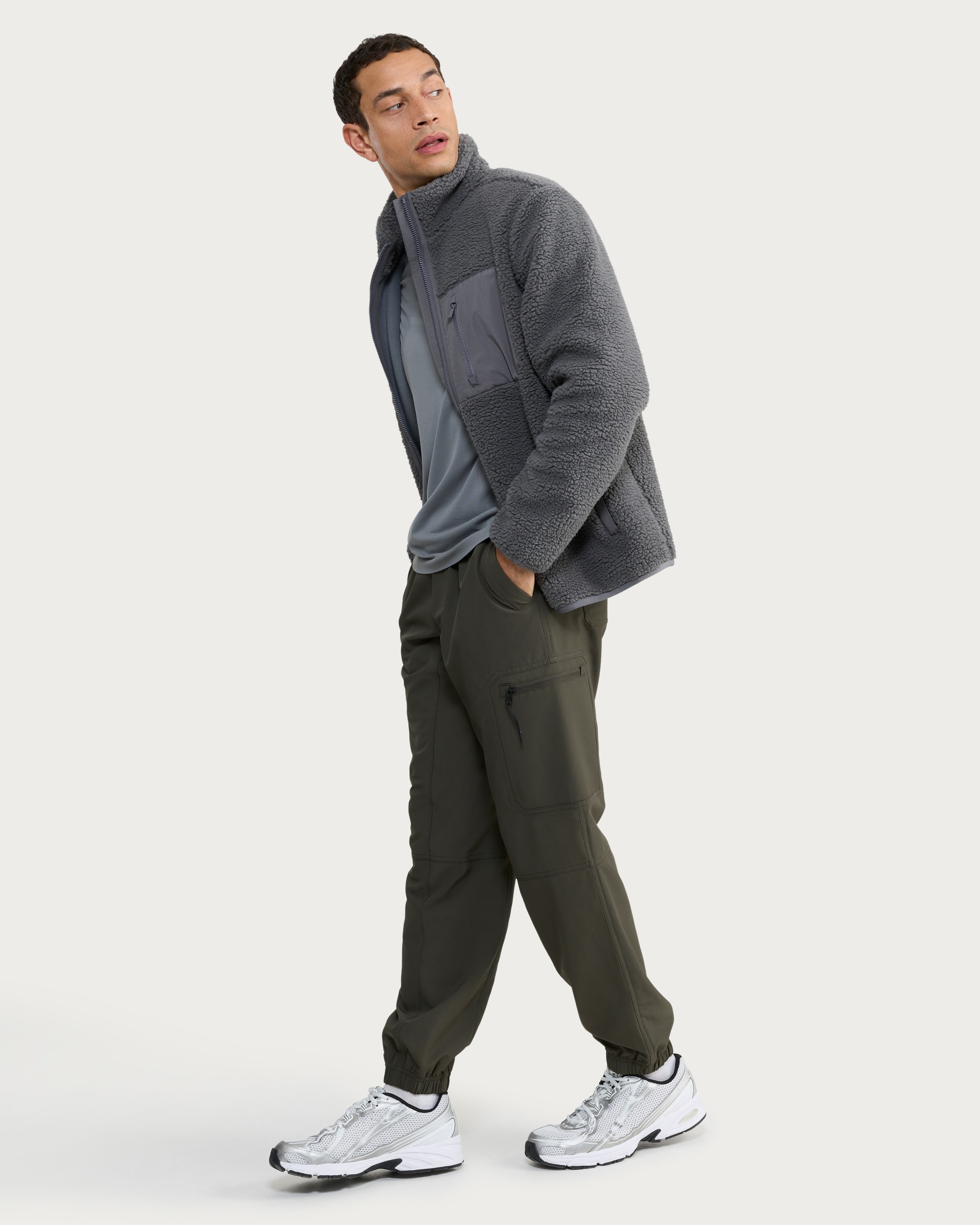 F&F Active TECHSPORT Fleece Zip Up Jacket in Grey thumbnail 2