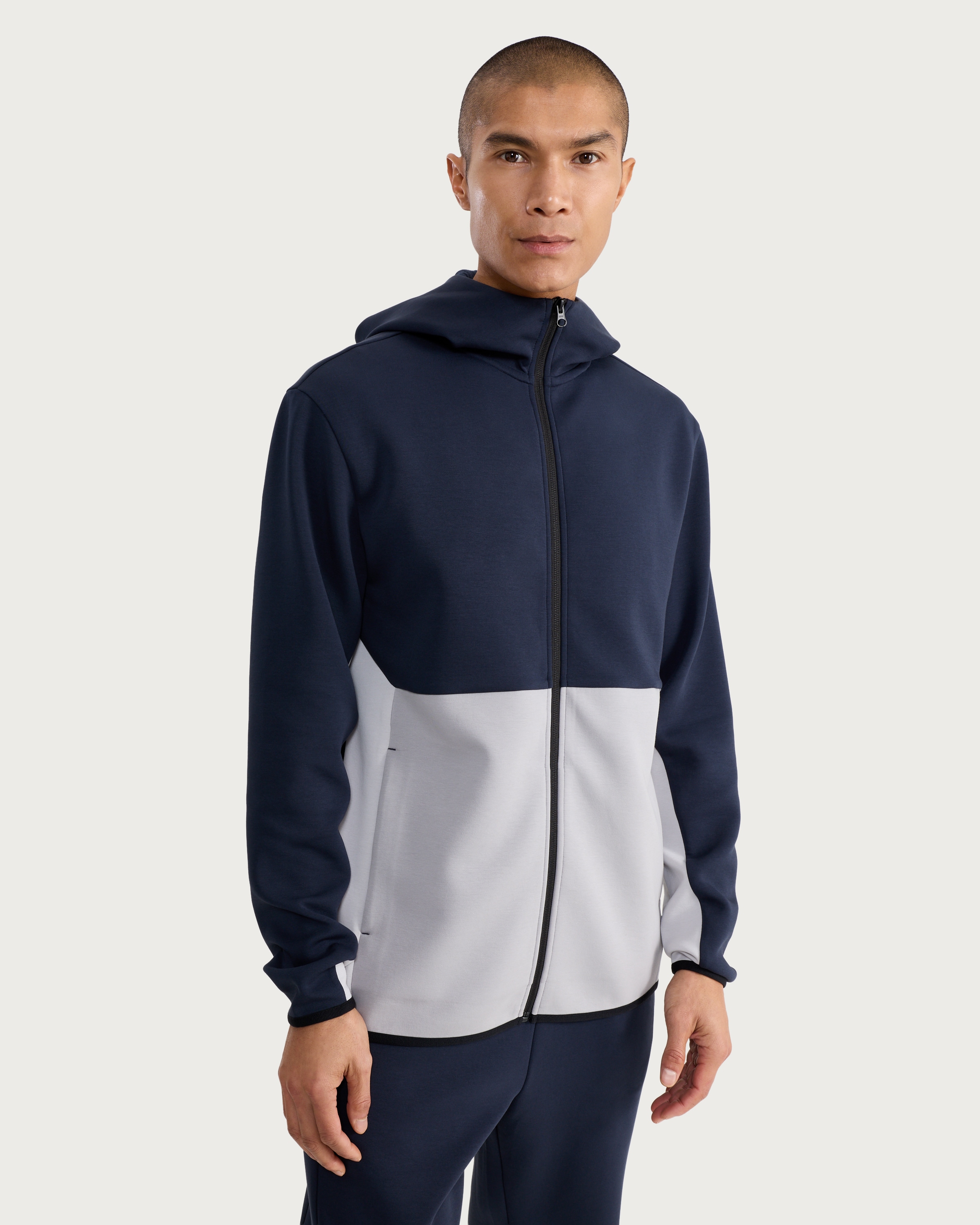 F&F Active TECHSPORT Colour Block Zip Up Hoodie in Navy