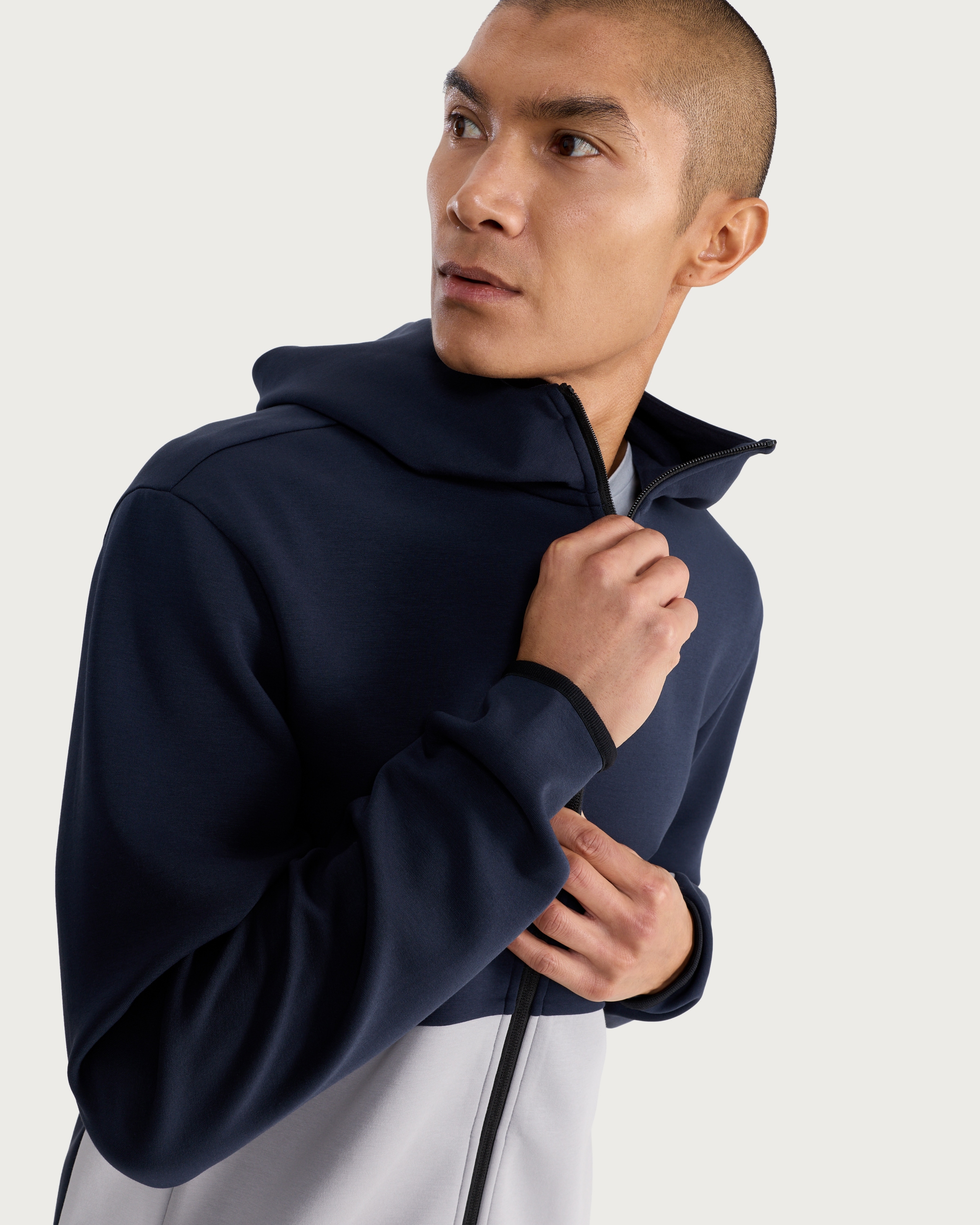 F&F Active TECHSPORT Colour Block Zip Up Hoodie in Navy thumbnail 2