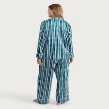 Wicked Print Satin Shirt and Bottoms Pyjama Set in Purple thumbnail 3