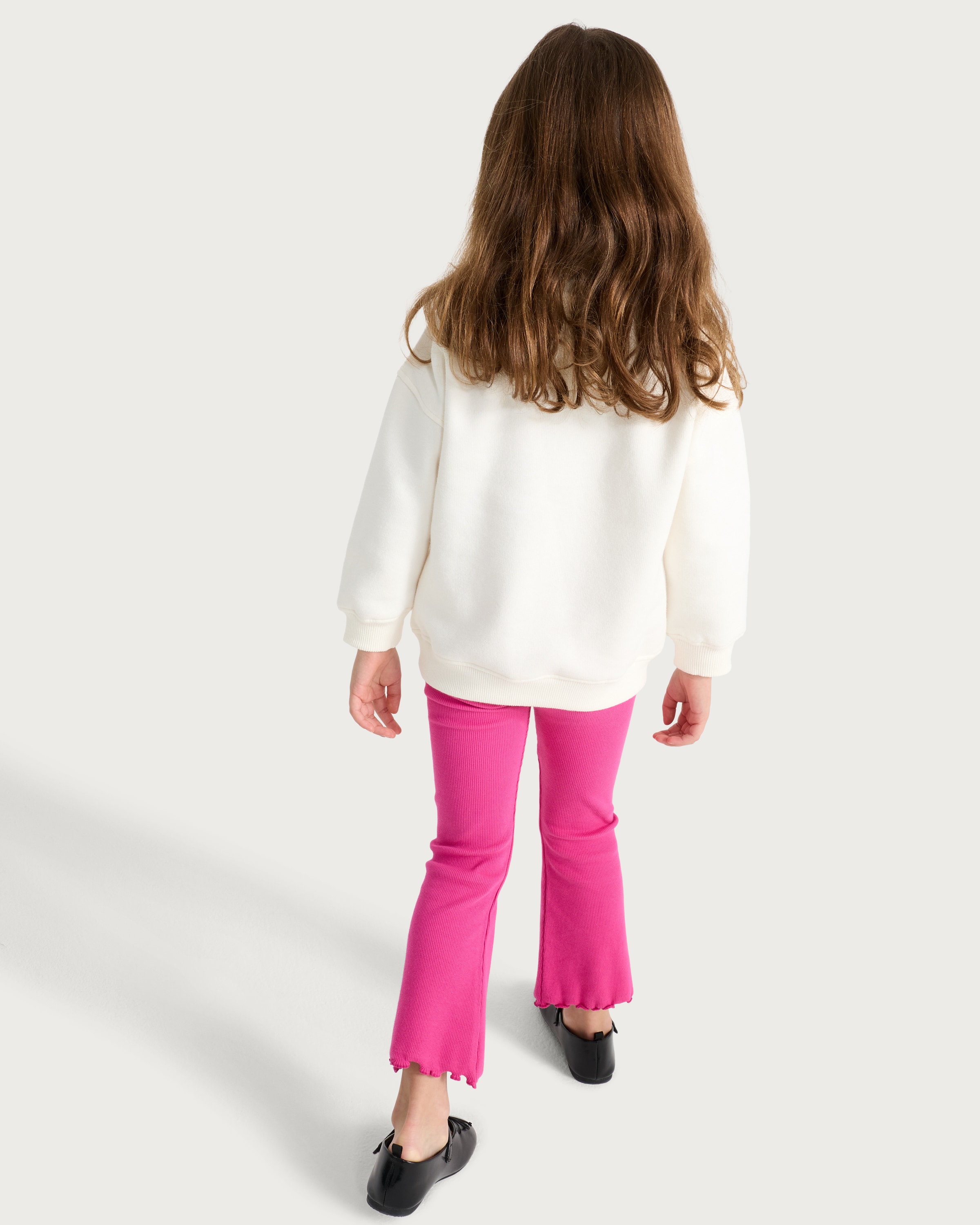 F&F Girls 2-Piece Cotton Rich Floral Print Sweatshirt and Ribbed Leggings Set in Multi Pink thumbnail 3