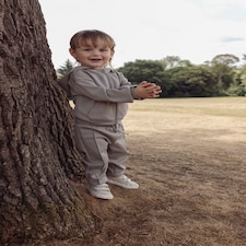 F&F x Samantha Faiers 2-Piece Zip Up Hoodie and Joggers Set in Neutral thumbnail 2