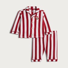 F&F Baby Pure Cotton Stripe Print Shirt and Bottoms Pyjamas in Red
