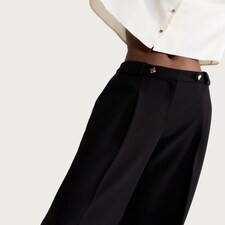 F&F Wide Leg Button Detail Trousers in Black thumbnail 2