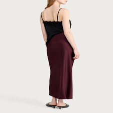 F&F Satin Midi Slip Skirt in Burgundy thumbnail 3