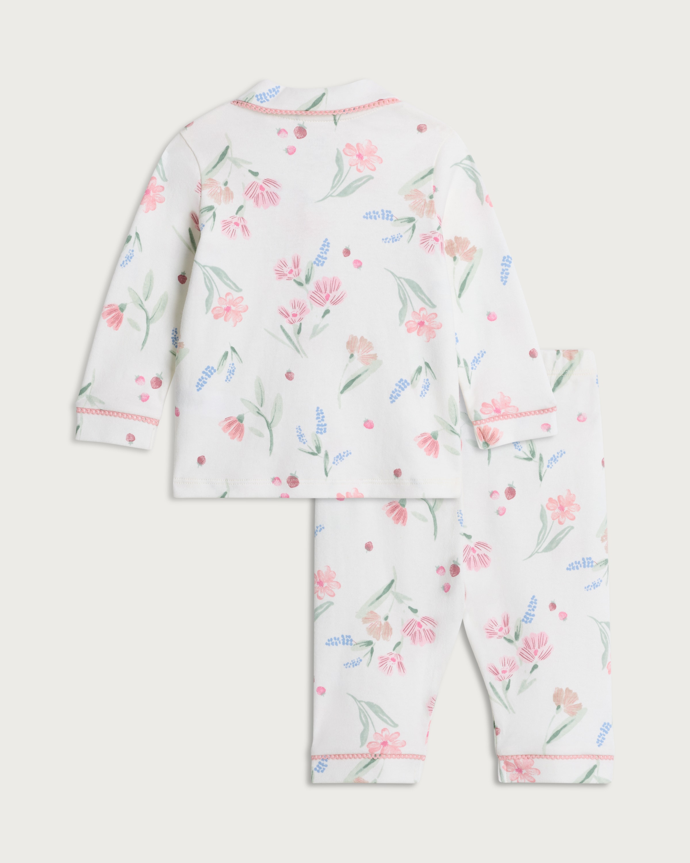 F&F Baby Pure Cotton Floral Print Pyjama Set in Pink thumbnail 2