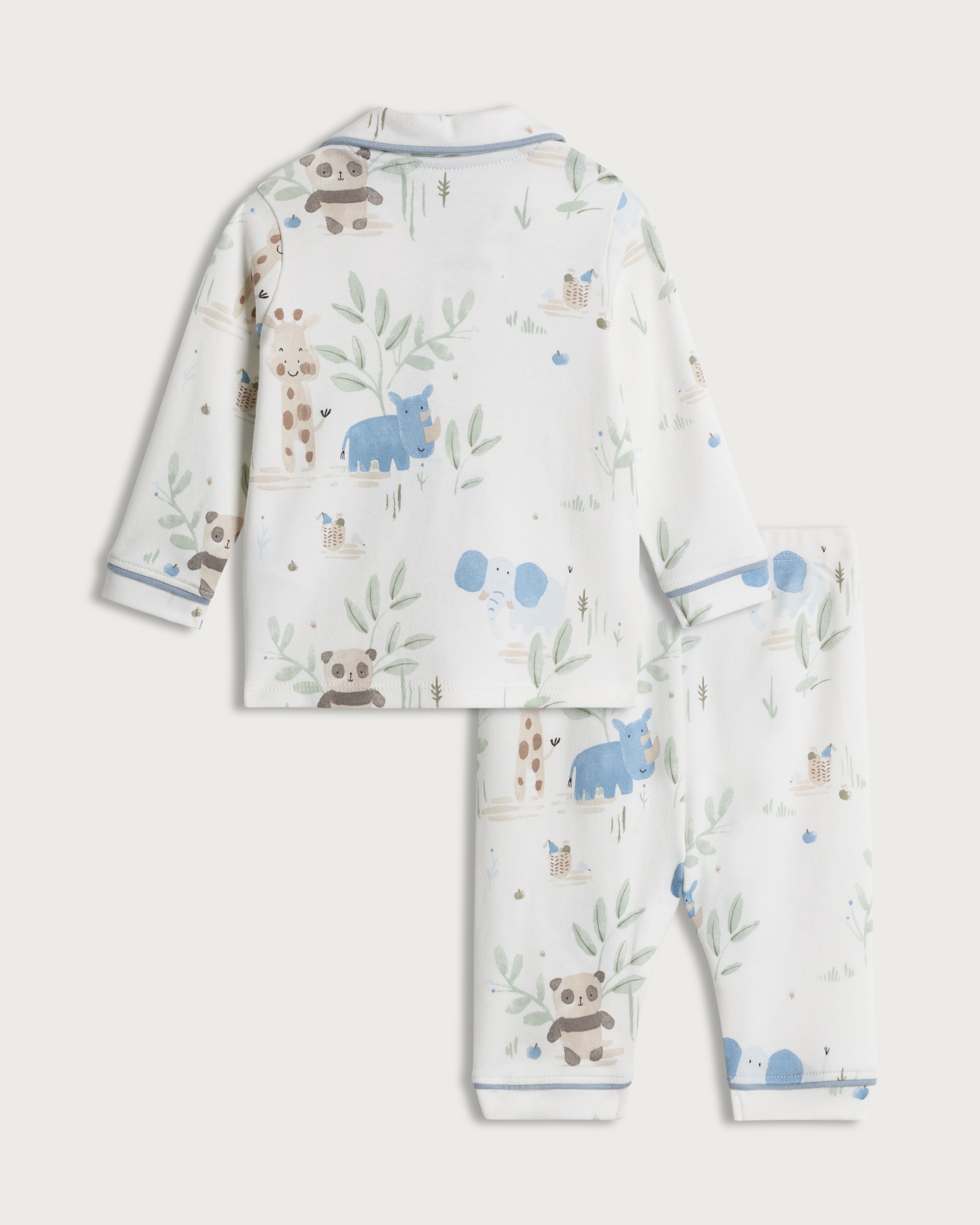 F&F Baby Pure Cotton Animal Print Pyjama Set in White thumbnail 2