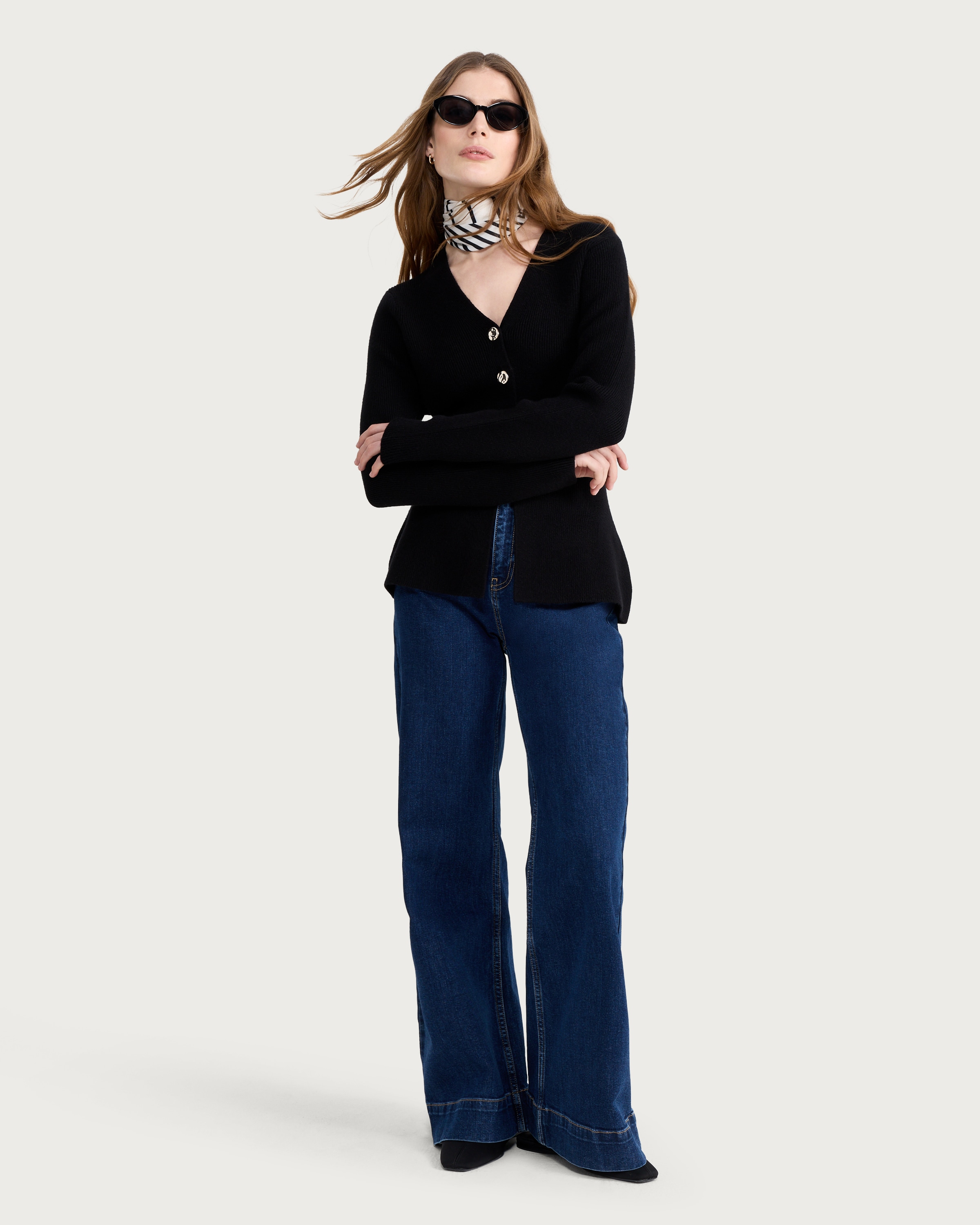 F&F Ribbed Button Up Cardigan in Black thumbnail 2