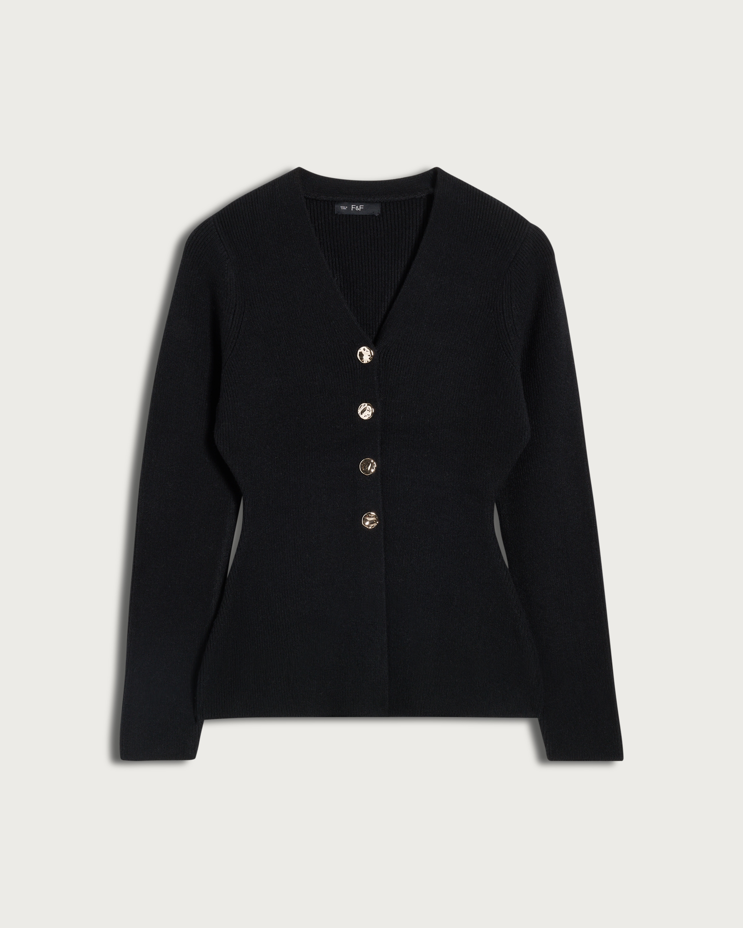 F&F Ribbed Button Up Cardigan in Black thumbnail 4