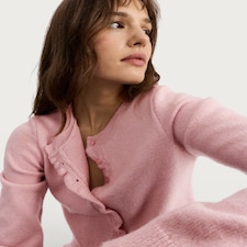 F&F Frilly Button Up Cardigan with Wool in Pink