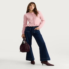 F&F Frilly Button Up Cardigan with Wool in Pink thumbnail 3