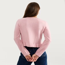 F&F Frilly Button Up Cardigan with Wool in Pink thumbnail 4