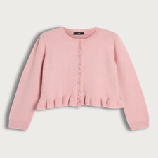 F&F Frilly Button Up Cardigan with Wool in Pink thumbnail 5