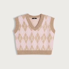 F&F Knitted V Neck Argyle Pattern Vest in Multi thumbnail 5