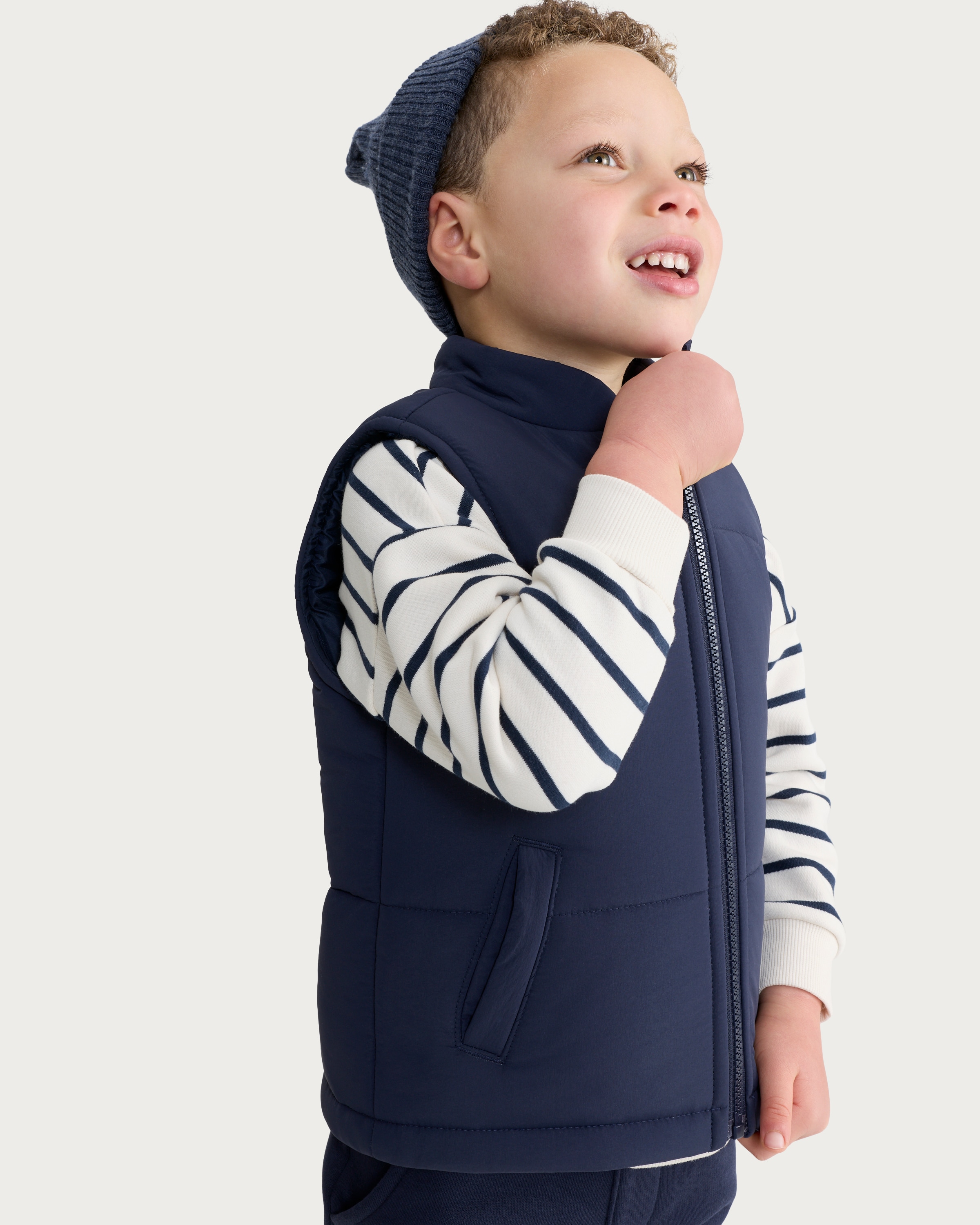 F&F Boys 3-Piece Padded Gilet, Sweatshirt and Joggers Set in Navy