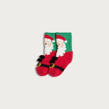 F&F Boys Fluffy Santa Cosy Socks in Red