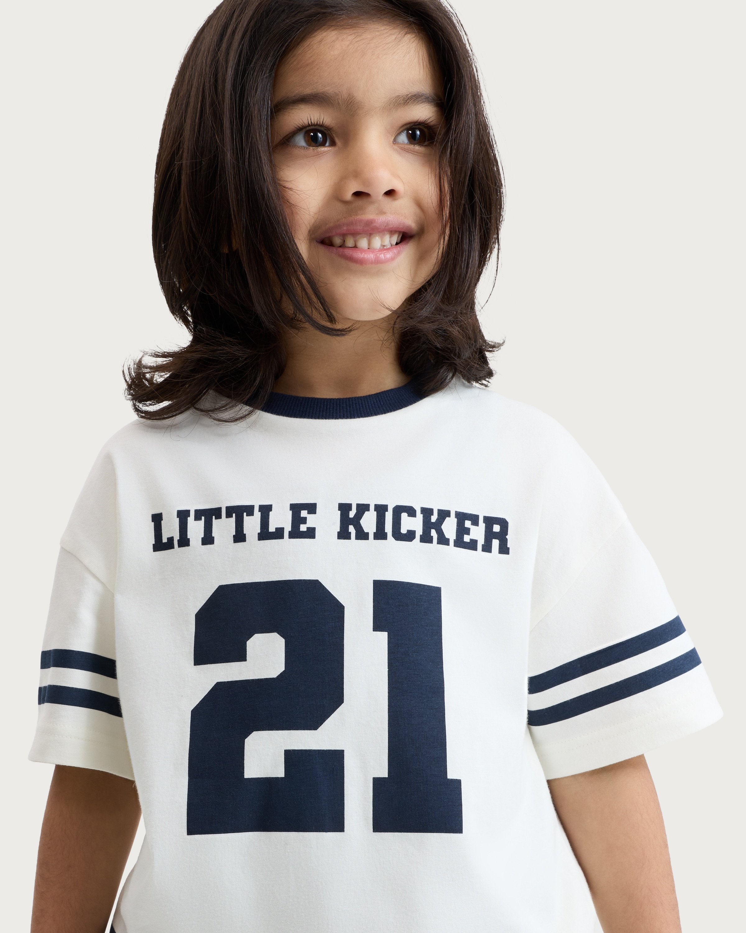 F&F Boys Pure Cotton Little Kicker Short Sleeved T-Shirt in Cream thumbnail 2