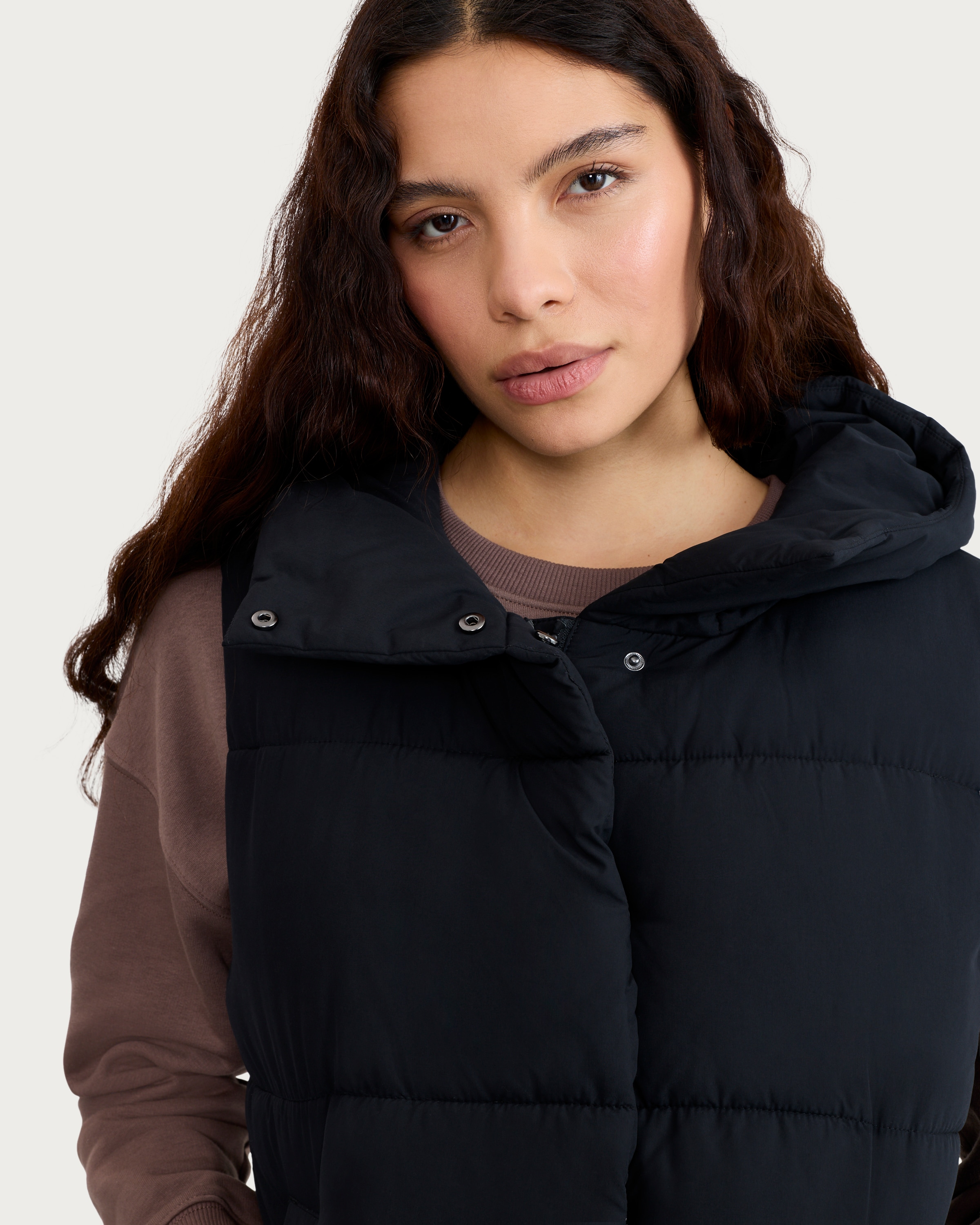 F&F Hooded Puffer Gilet in Black thumbnail 2