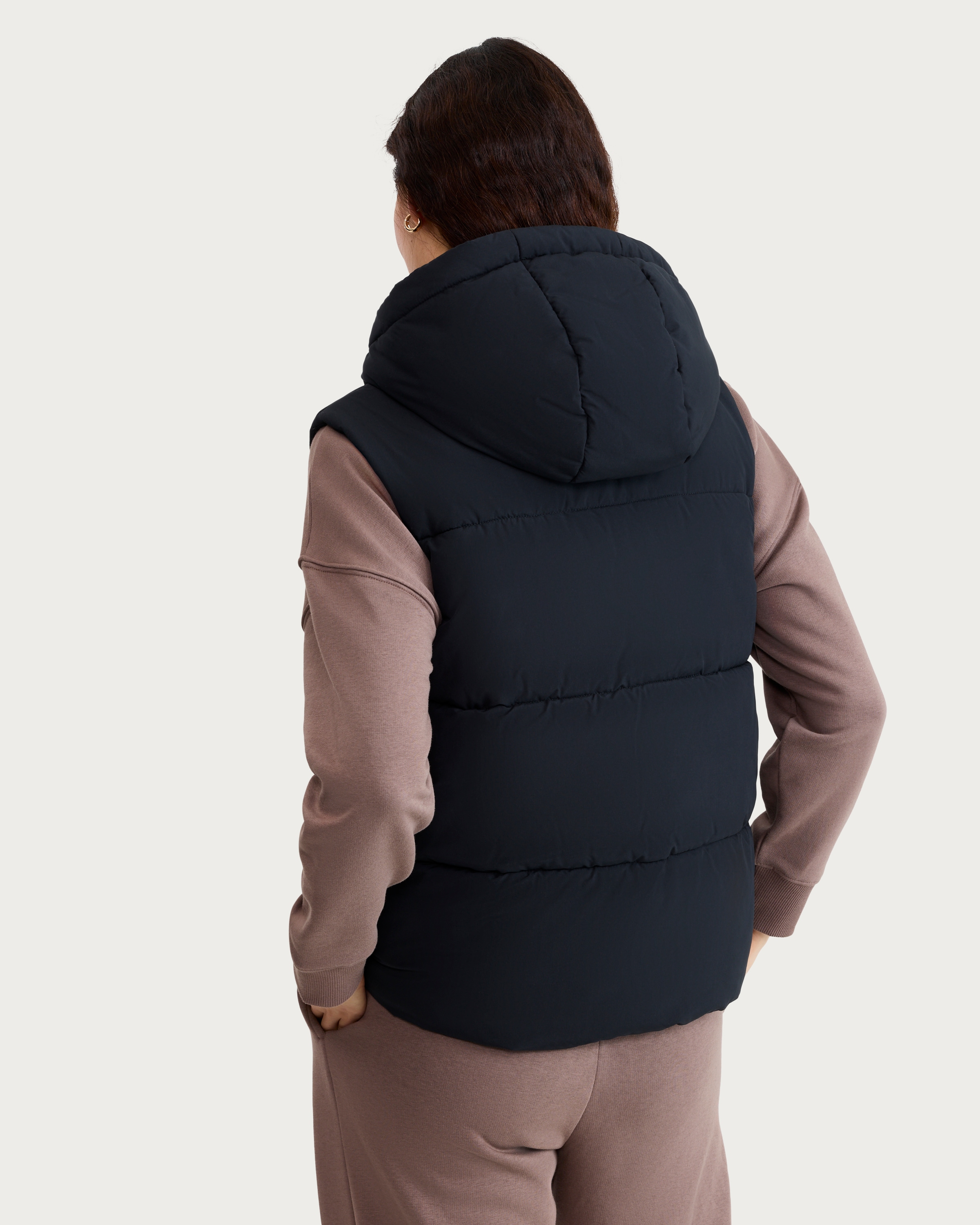F&F Hooded Puffer Gilet in Black thumbnail 3