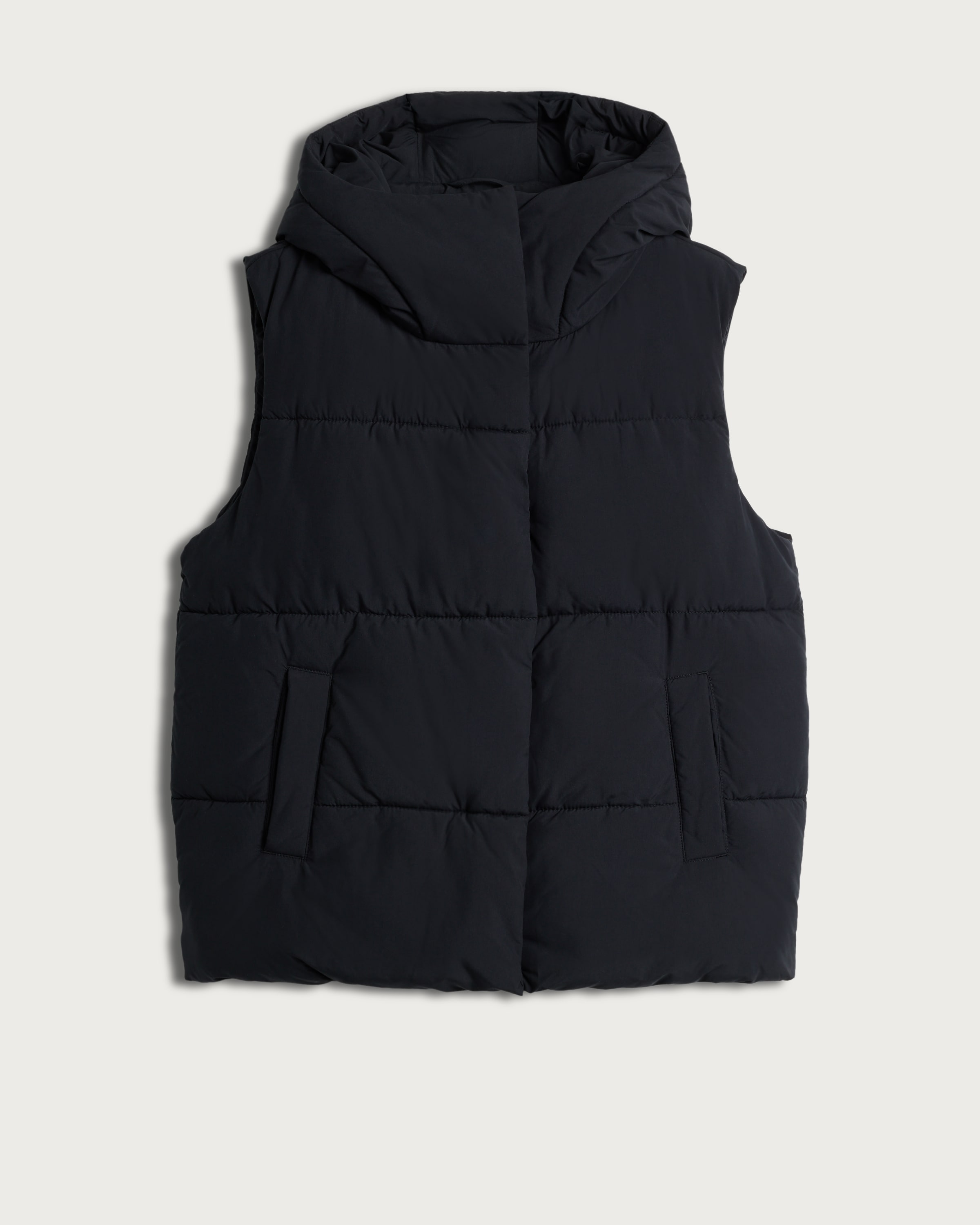F&F Hooded Puffer Gilet in Black thumbnail 4