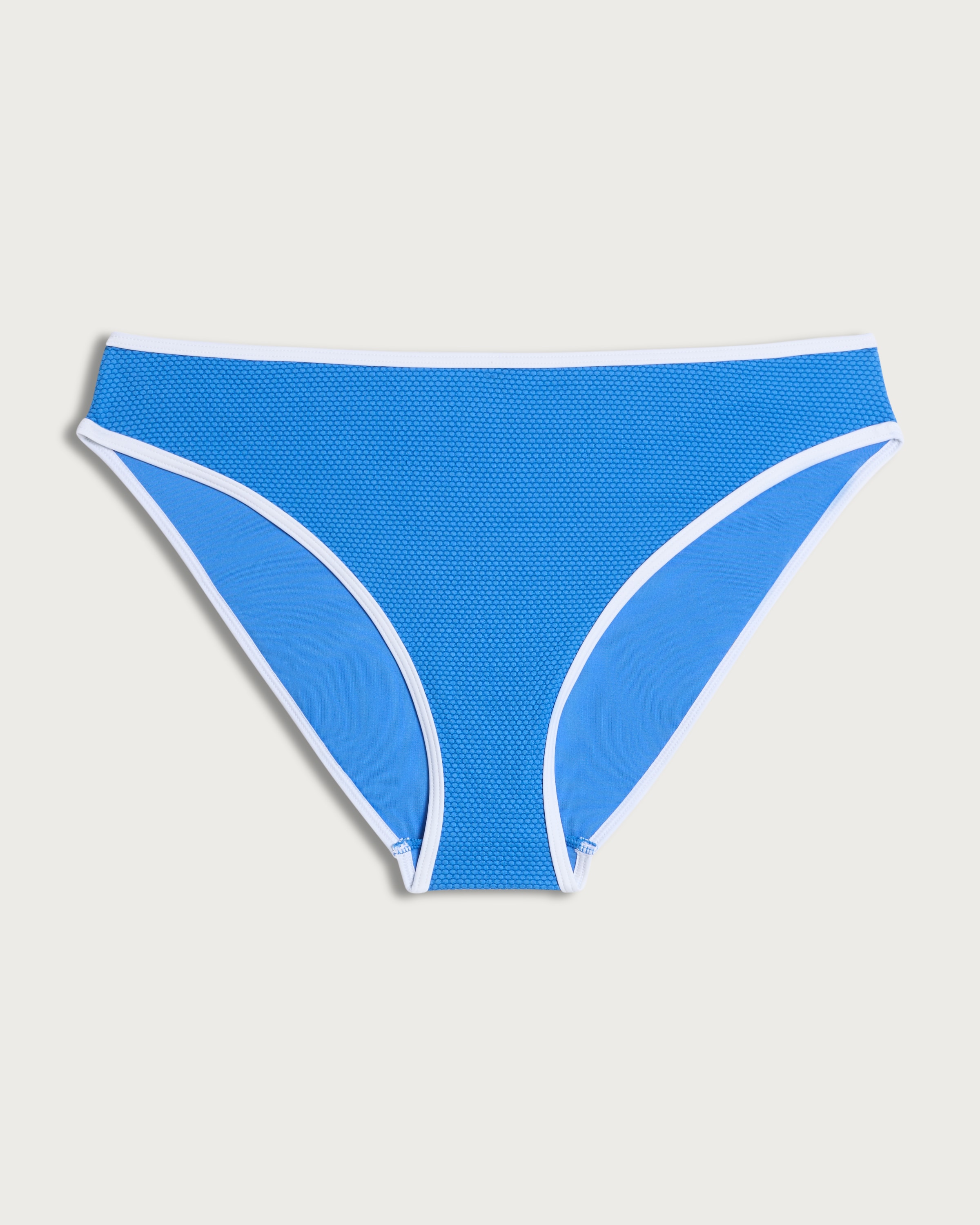 F&F Textured Contrast Trim High Leg Bikini Bottoms in Blue thumbnail 4