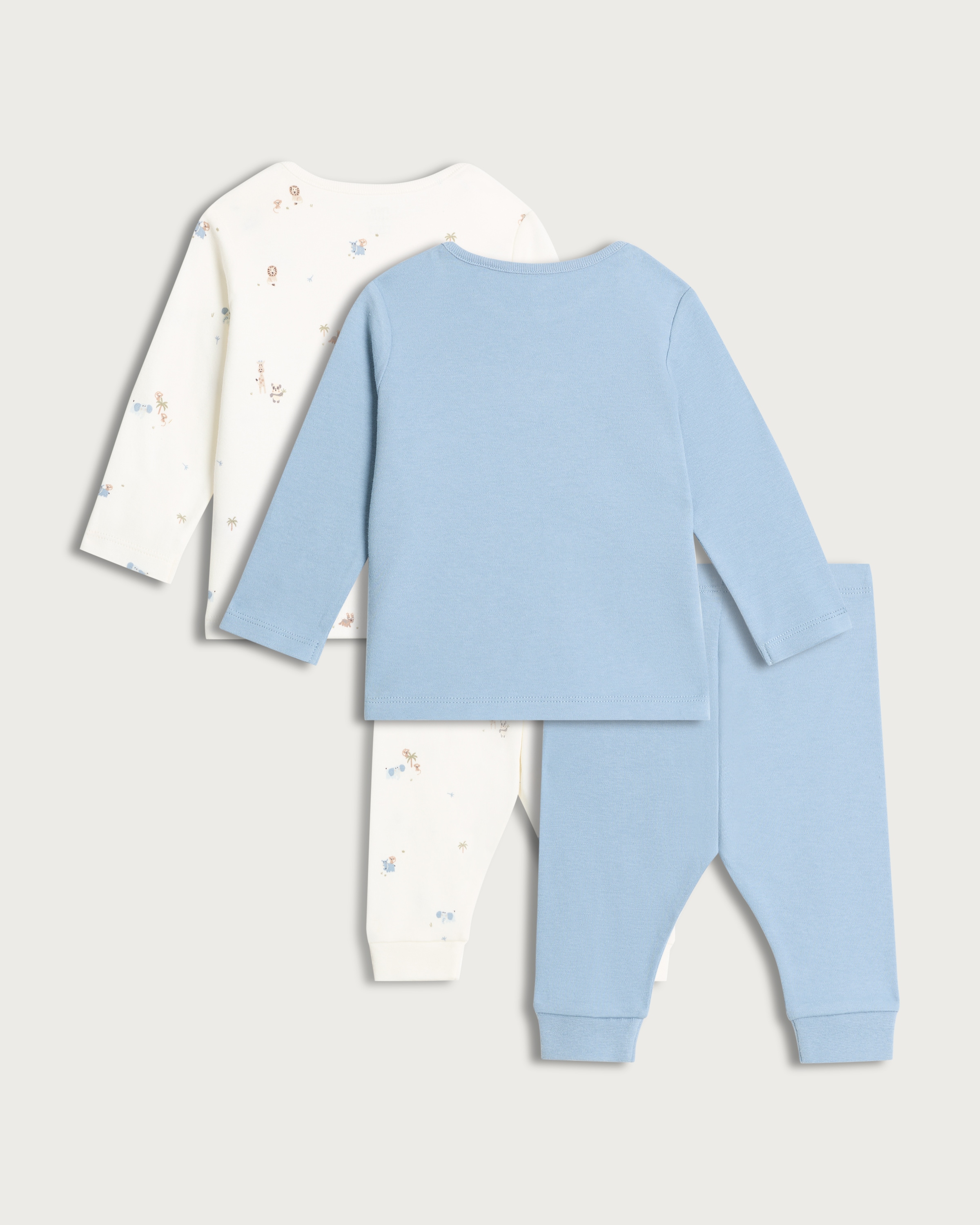 F&F Baby 2-Pack Pure Cotton Lion Pyjama Set in Blue thumbnail 2