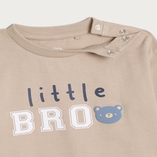 F&F Baby 2-Piece Pure Cotton Little Bro Top and Leggings Set in Stone thumbnail 3