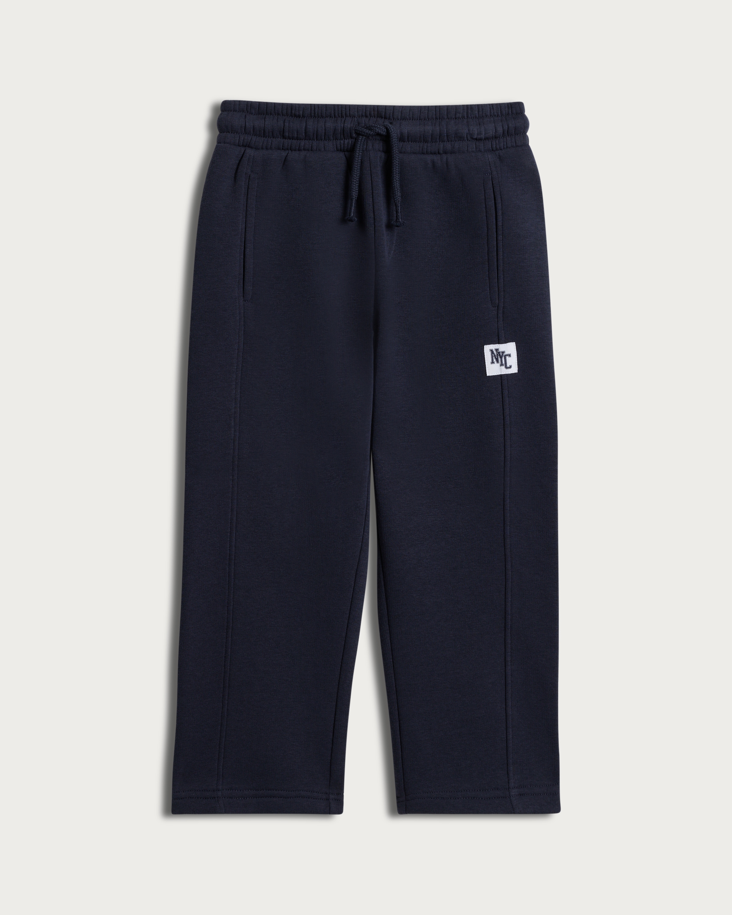 F&F Boys Cotton Rich NYC Patch Wide Leg Joggers in Navy thumbnail 4