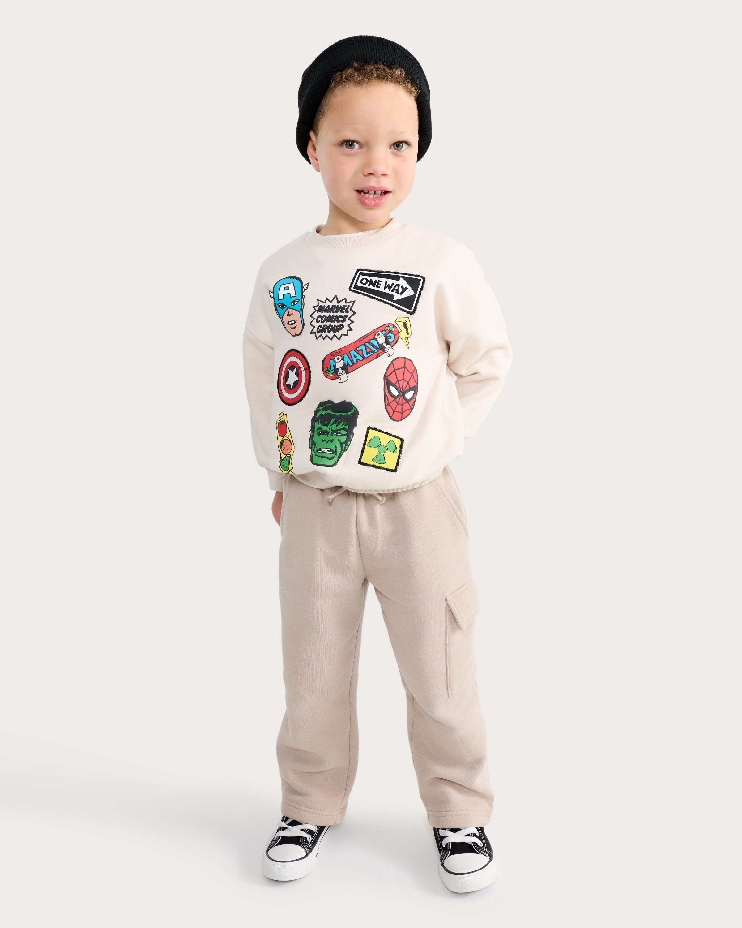 Marvel Comics Graphic Cotton Rich Sweatshirt in Cream thumbnail 2