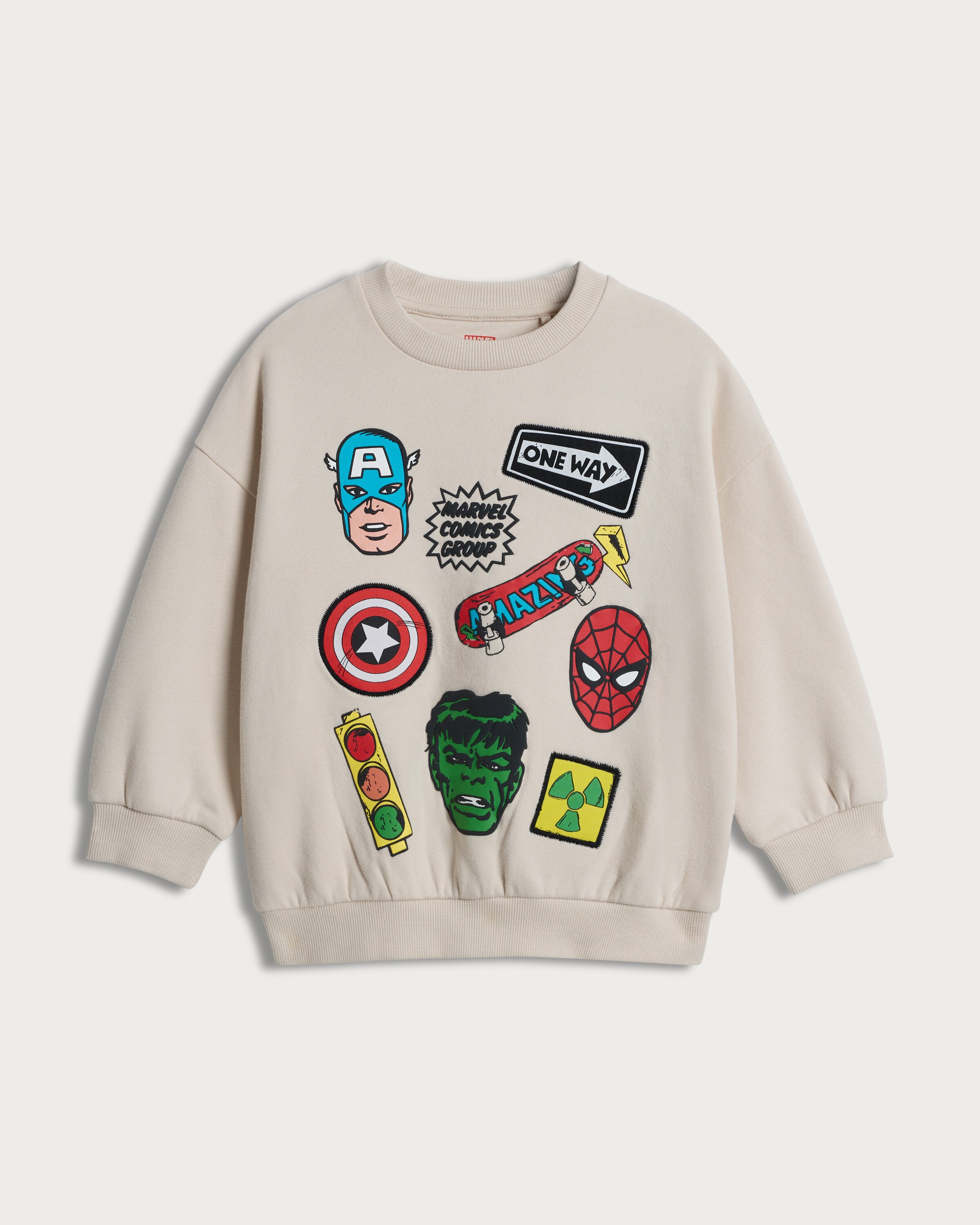 Marvel Comics Graphic Cotton Rich Sweatshirt in Cream thumbnail 4