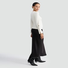 F&F Ribbed Long Sleeved Button Accent Top in Cream thumbnail 2