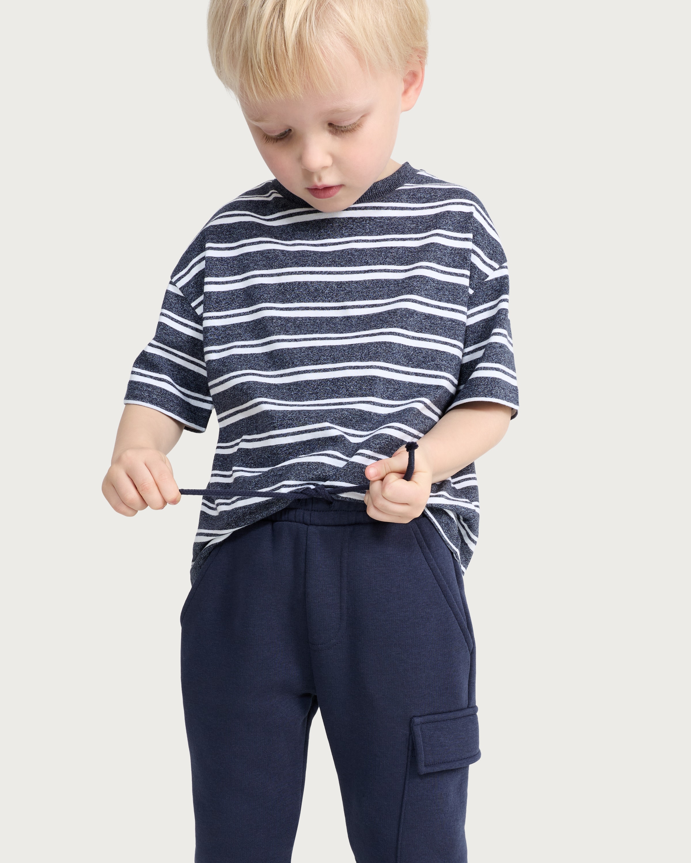 F&F Boys Cotton Rich Cuffed Cargo Joggers in Navy