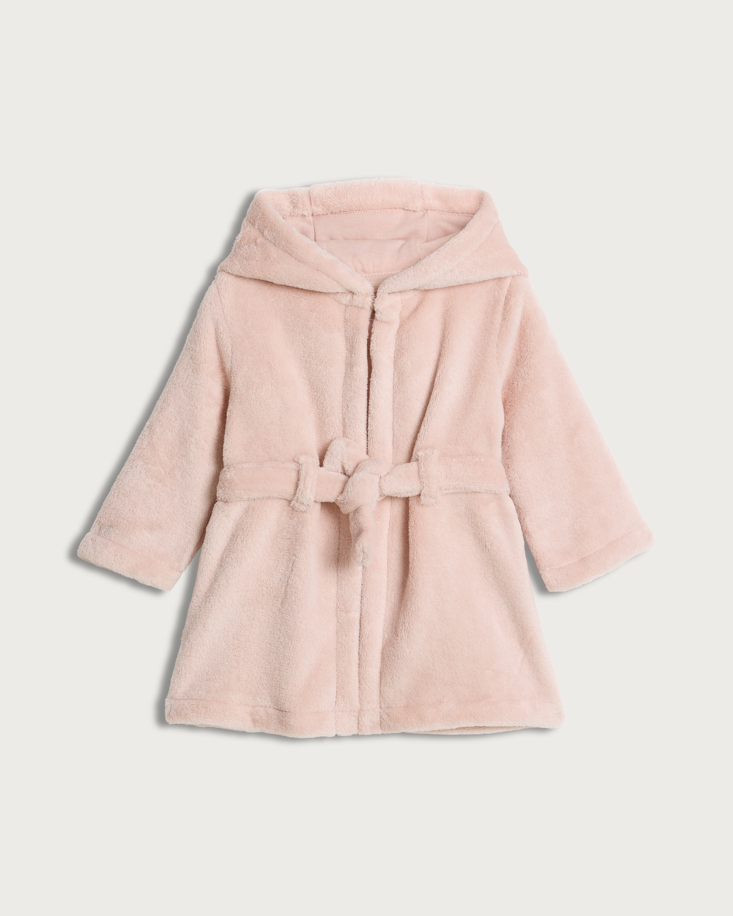 F&F Baby Fleece Belted Hooded Dressing Gown in Pink