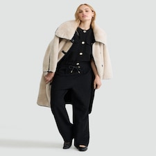 F&F Boucle Wide Leg Drawstring Trousers in Black thumbnail 2